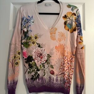 Etro Multicolor Floral V-Neck Sweater